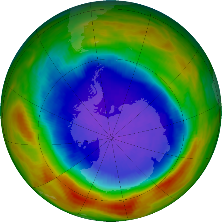 Antarctic ozone map for 30 September 1991